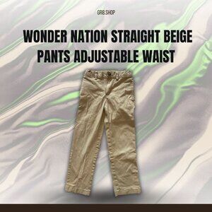 Wonder Nation Boys Beige Straight-Leg Pants W/ Adjustable Waist Size 7 Regular 9
